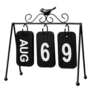 Healifty Desktop Eeuwigdurende Kalender Metalen Eeuwige Flip Kalender Vogels Gesneden Blok voor Home Office Decor