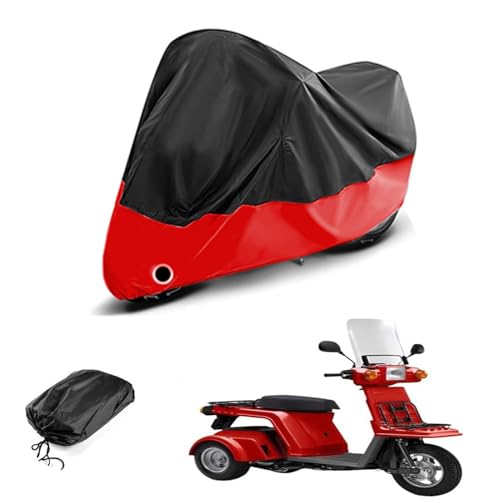 バイクカバー に適用ホンダ ジャイロています バイクカバー オールシーズン対応 防水 紫外線防止 盗難防止 防風 防雪 耐久 破れにくい 付き 盗難防止ロック穴 ワンタッチバックル付き ロック穴付き 収納バッグ付(黒赤)