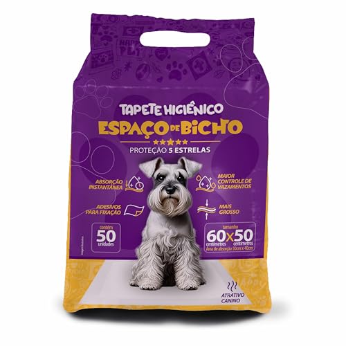 Tapete Higiênico Descartável Espaço de Bicho 60x50cm 50 unidades - Absorção Instantânea