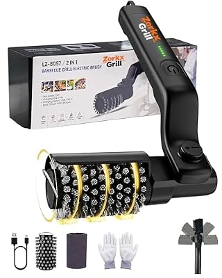 Electric Grill Brush, 3-Speed Cordless Adjust Rotary BBQ Cleaner for Burnt-On Grease on Gas, Charcoal & Smoker Grates, 20kg Max Torque & Heavy-Duty Steel Bristles (Grill Brush)