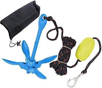 XIALUO Marine Kayak Anchor Portable Folding Grapnel Kayak Anchor Kit 1.5lb with 30 ft Marine Rope