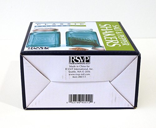 RSVP International 8 oz Retro Glass Salt & Pepper Shakers, Turquoise | Stainless Steel Lids |, 13 oz - Thumbnail 3