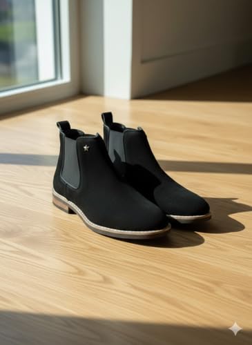 Image of Men's Chelsea Boots Suede Finish Slip-On Ankle Boots Elastic Side Panel Casual & Formal Wear