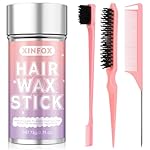 Hair Wax Stick, Slick Back Hair Brush, Wax Stick for Flyaways, Rat Tail Comb Edge Brush Styling Tool Set Accessories for Women Girls(Pink)