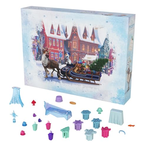 Image of Mattel Disney Frozen Toys, Anna & Elsa Small Doll Advent Calendar with 2 Friend Figures, Moldable Sand & 24 Play Pieces, Inspired by Olaf's Frozen Adventure​​​​