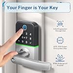Keypad Smart Door Lock with Handle: Kucacci Keyless Entry Door Lock - Smart Lock for Front Door - Electronic Door Lock with Keypad for Exterior Door - Deadbolt Lever Alternative - Easy Installation
