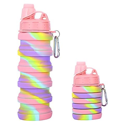 IWILCS Girls Water Bottle Leakproof BPA Free Children Drinking Bottle Kids Water Bottles Collapsible Drinks Bottles 500ml for School Travel Sports Camping Cover