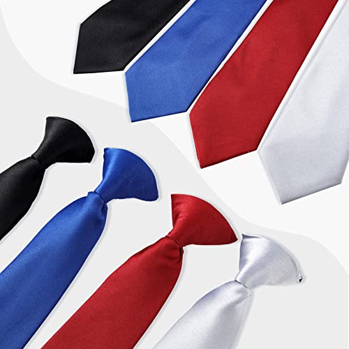 Eurzom 4 Pieces Clip On Ties Solid Color Necktie Ties For Men Boy Office 100Th Day Of School Uniform Costume, 20 Inches, 4 Colors #TOP6