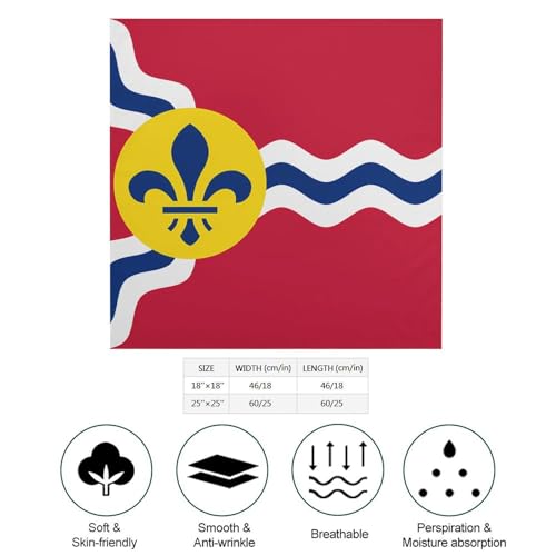 Flag of St. Louis Bandanas for Women Square Print Head Wrap Scarf Wristband Lightweight Shawl Wrap2