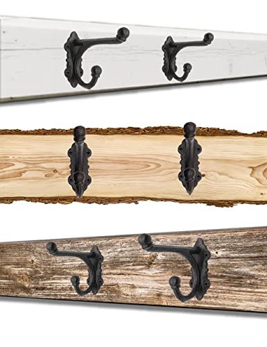 Fuxxer® Rustikale Eisen-Haken, Vintage Garderobenhaken, Wandhaken, 2er Set, Schwarz, 13x10 cm