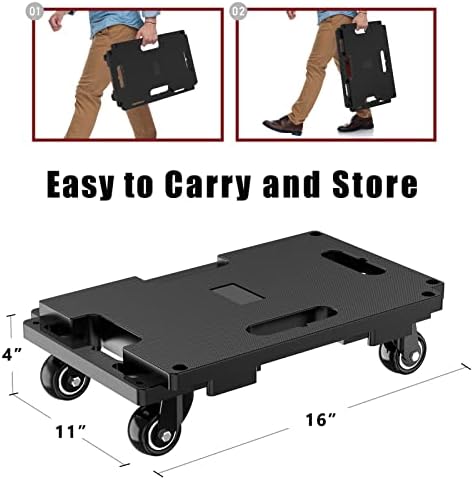 SOLEJAZZ Moving Furniture Dolly Connectable, 136KG Capacity Piano Moving Dolly, Heavy Duty 4 Wheel Moving Cart for Moving Heavy Furniture, Black, 1 Pack