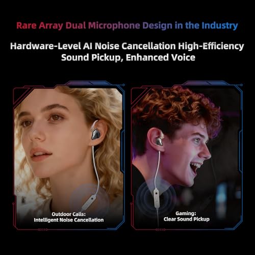 Image of KZ Axas Gaming Earbuds,Deep Bass Sound Wired Earbuds,in Ear Monitor Headphones,IEM for Gaming Video Calling HiFi Noise Cancelling Headphones for Music Compatibility for Phone (Black, USBC MIC)