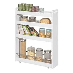 SoBuy NSR01-W Smalle trolley – Keukentrolley – Opbergrek – MDF – Wit