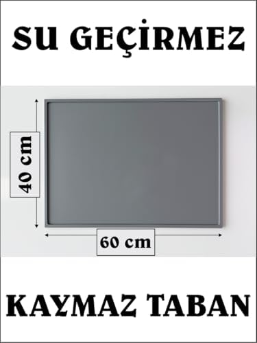 Cozley Su Geçirmez Silikon Lavabo Altı Matı (60x40 cm) - Mutfak ve Banyo Tezgah Altı Koruyucu Düzenleyici, Sızıntı Önleyici Yükseltilmiş Kenar,Havuzlu, Gri Renk - Görsel 3