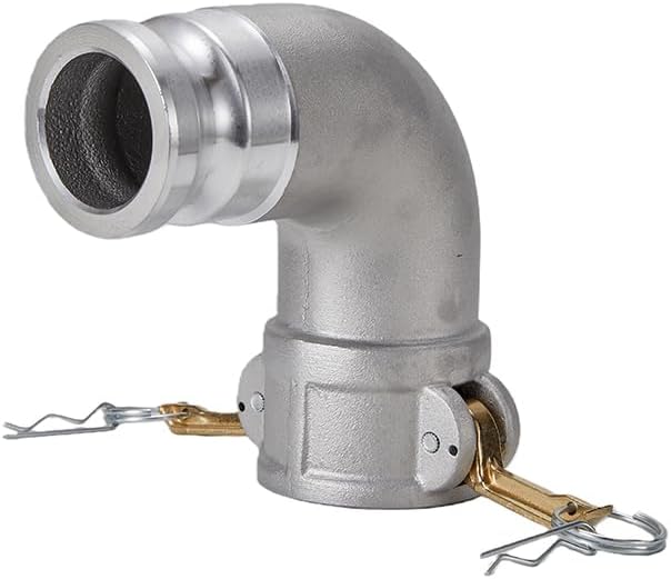 Aluminum Type DA Camlock Fitting, 90 Degree Elbow, 2" Female Camlock x 2" Male Camlock