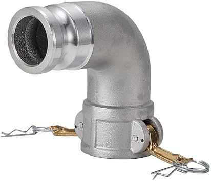 Aluminum Type DA Camlock Fitting, 90 Degree Elbow, 2" Female Camlock x 2" Male Camlock