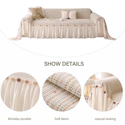 Housse de canapé en chenille douce lavable pour salon 180x340