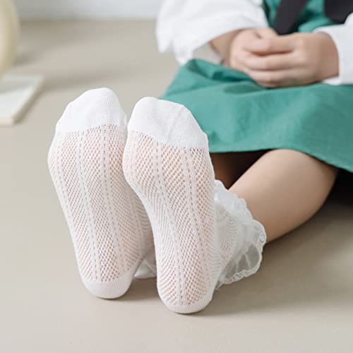 Looching 5 Pack Toddler Baby Girls Eyelet Lace Socks Princess Ruffle Frilly Mesh Dress Socks For Kids School Party Wedding 4-6 Years #TOP3