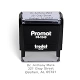 Promot Self Inking Stamp - Small Custom Stamp for Name, Address, Office, or Business Use - Up to 3-Line Personalized Rubber Stamp - Customizable Font & Ink Color - Personalized Name Stamp