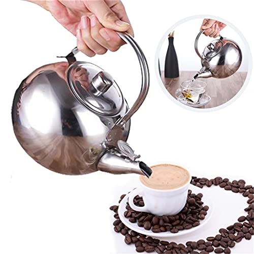 Yxbdn Stainless Steel Kettle Warm Wine Kettle Tea Set With Strainer Teapot Coffee Maker Design Heat Insulation Anti-Scalding Kettle (Color : Silver, Size : 20Cm) #TOP5