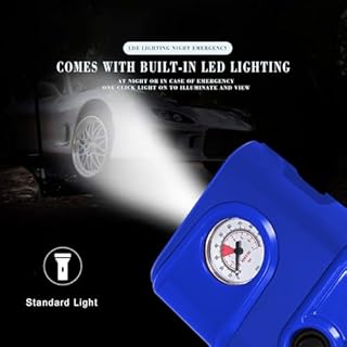 Windgallop Compressori Portatili Piccolo Compressore D'aria Gonfiatore Per Pneumatici Manometro Pompa Per Pneumatici Per Auto 12V DC Compressore Per Pneumatici Pompa Di Aria Elettrica (Blu chiaro)