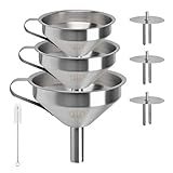 【Fácil de almacenar y apto para lavavajillas】 Juego de embudo de cocina con oreja que se puede colgar para un fácil almacenamiento. Solo es necesario poner estos embudos en el lavavajillas, o lavarlos con agua jabonosa después de cada uso.