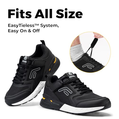 FitVille Men's Walking Shoes Wide Width Diabetic Shoes Orthopedic Sneaker Hook and Loop Running Shoes for Flat Feet Plantar Fasciitis - Rebound Core V72
