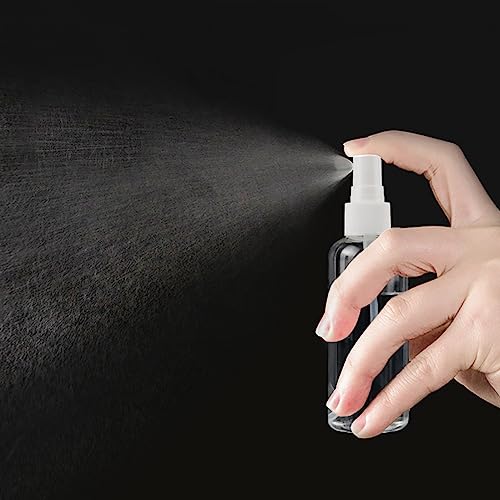 JIHUOO 3 x transparente Kunststoff-Sprühflaschen, 100 ml, feiner Nebel, Sprühflaschen und 3 x Reise-Quetschflaschen, Reisegröße, Kosmetikflaschen, nachfüllbare Flüssigkeitsbehälter