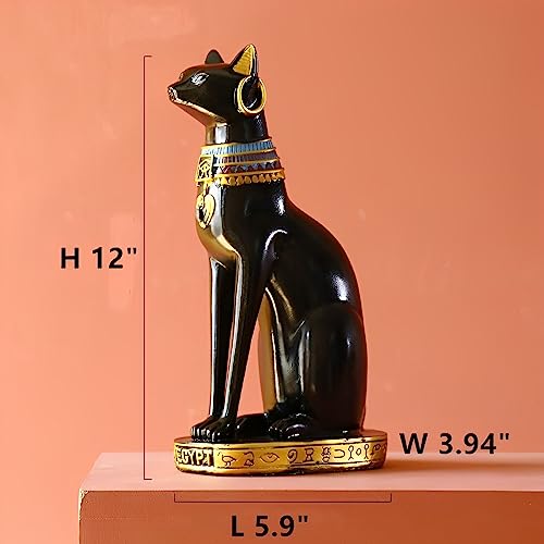 Estatua Diosa Egipcia Bastet Negra 12 Pulg miniatura 2