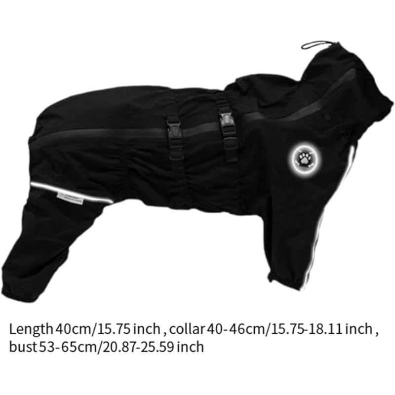 Abrigo de invierno para perros, ropa para perros, traje de nieve, ajustable, impermeable, para paseos al aire libre, chubasquero, chaqueta para perros pequeños (negro, L)