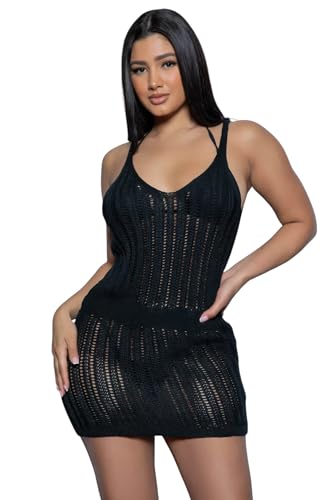 Josephine Crochet Mini Dress Black