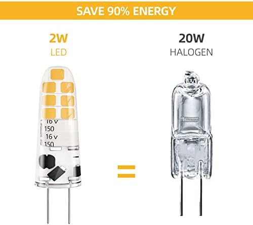BIGHOUSElicht G4 LED Light Bulbs, 2W 12V Mini Capsule LED Bulb AC/DC (Equivalent 20W Halogen G4 Lamp), 200LM 3000K Warm White G4 Pin Base, Non-Dimmable, Energy Saving Light Bulb, Pack of 6