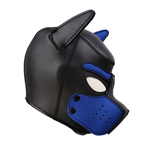 QUYUWOWO Neoprene Dog Full Face Puppy Mask Removable Pup Hood Halloween Mask (Blue, Mask) by QUYUWOWO - Image 3