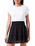 orsay minirock bequem ONLY Damen Mini Volant Rock  Kurzer High Waist Chiffon Rüschen Skirt  Mehrlagig mit Stretch Bund ONLANN, Farben:Schwarz, Größe:M