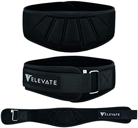 Elevate Equipment Gym Weight Lifting Belt Extra Wide 6” Double Padded Back & Core Support For Bodybuilding Crossfit Powerlifting Olympic Lifting Squats Deadlifts Mens & Womens + FREE Wrist Straps