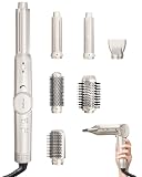 FITWIND 6 in 1 Air Hair Styler Blow Dryer Brush Set - High Speed Negative Ions Hair Dryer 110,000 RPM with Auto Wrap Curlers - No Heat Damage for Curling, Volumizing, Straightening - Champagne Gold