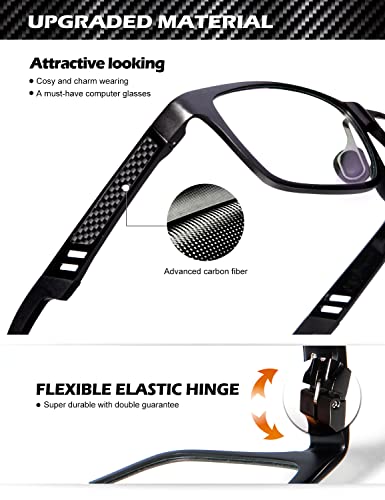 Anyluv Blue Light Blocking Glasses Men Computer Gaming Glasses Rectangle Metal Frame Anti Eyestrain Uv400 Clear Lens #TOP1