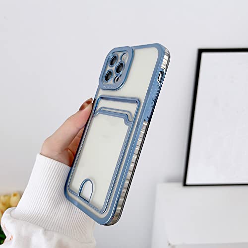 Coque iPhone 14 Plus antichoc transparente étui portefeuille bleu clair