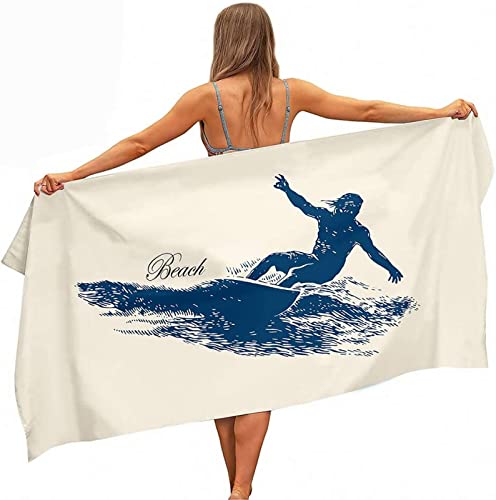 Toalla de Playa Surf Grande Microfibra Hombre Mujer 100x200 cm 3D Toallas Playa Playa, Ligera, Absorbente, Secado Rapido, Sin Arena, para Piscina, Picnic Cover