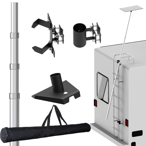 Starlink Gen 3 RV Ladder Mounting Kits，Telescopic 11ft Pole with Starlink (GEN 3 / V3) Adapter and RV Ladder Mounting Bracket Kit - Fits 0.5 to 1.2 inch Rails