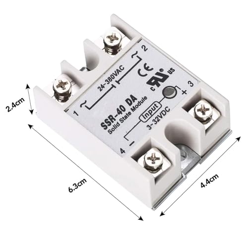 SSR-40DA Solid State Relais Binghe SSR-40DA Halbleiterrelais, SSR Relais, SSR 40DA Einphasen-Halbleiterrelais Eingang 3-32V DC Ausgang 24-380V AC Für Temperaturkontrolle