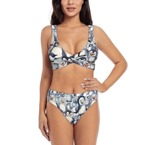 Ensemble de bikini 2 pièces femme haut de bikini pingouin contrôle du ventre