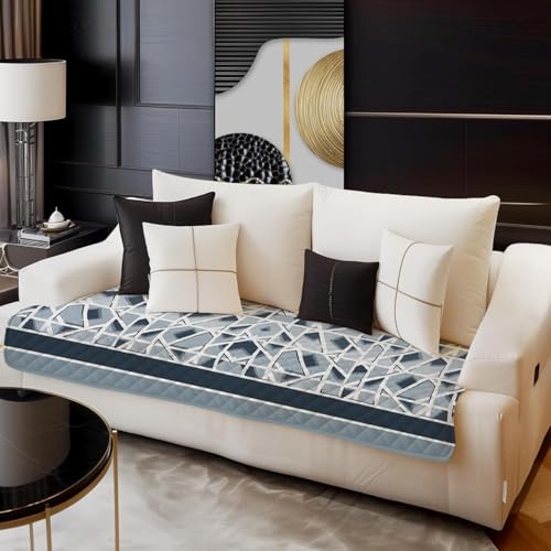Image of Decorian Premium Soft Quilted Velvet Sofa Cover Mat, Sofa Seat Runner for Couch (Comb Grey, 4 Seater)
