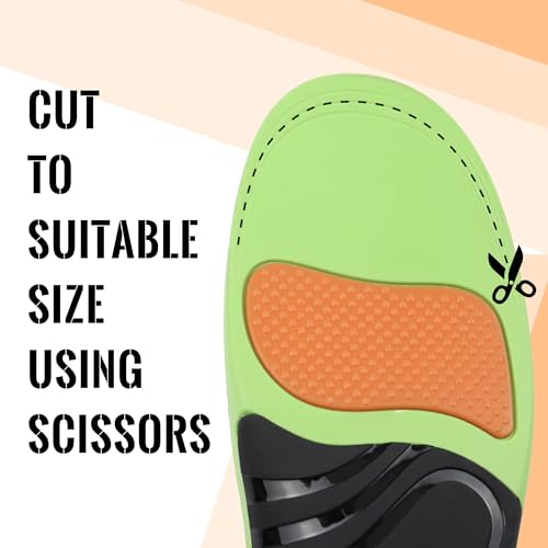 Image of Arch Support Insoles for Plantar Fasciitis Flat Feet Pain Relief, Shock Absorbing Orthotic Inserts for Men and Women L