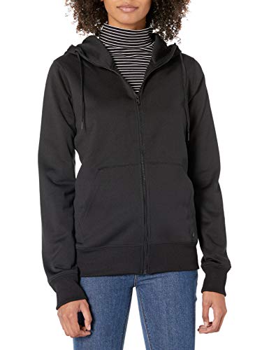 Volcom Women's Cascara Baselayer Hydrophobic Fleece Hooded Sweatshirt, Black, Small