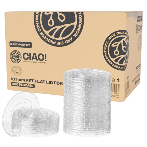 CIAO! Ultra Clear PET Flat Lid with Straw Slot fits 32 oz PET Cups