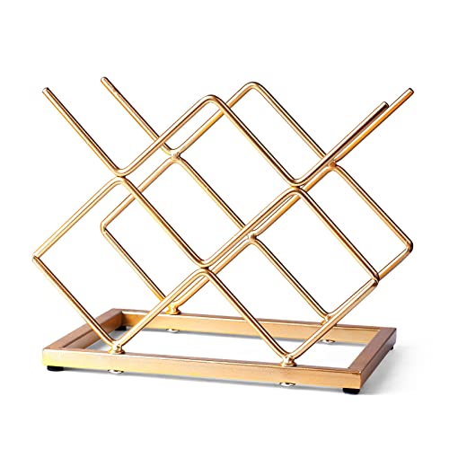 Drincarier Countertop Wine Rack - 5 Bottle Freestanding Modern Gold Metal Small Wine Rack - Tabletop Wine Holder Stand For Cabinet, Pantry, Wine Bottle Storage #TOP11