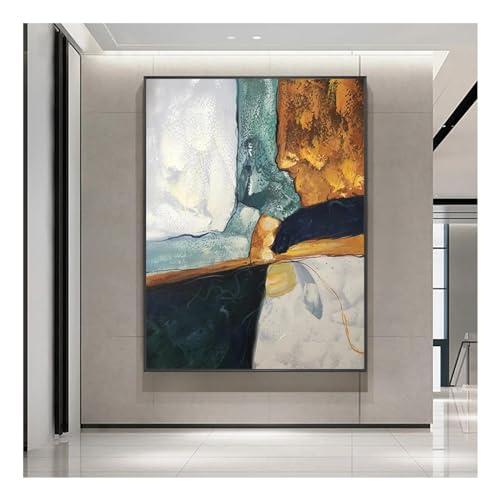 Peinture sur toile abstraite pour habiller un mur de salon blanc