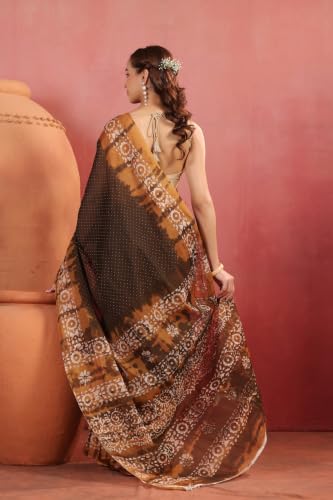 Image of TAMAIRA FASHION Mulmul Pure Cotton Saree For Woman Batik Printed|Office Wear Daily Wear Sarees For Women Without Blouse Piece (Available in 13 Colours)