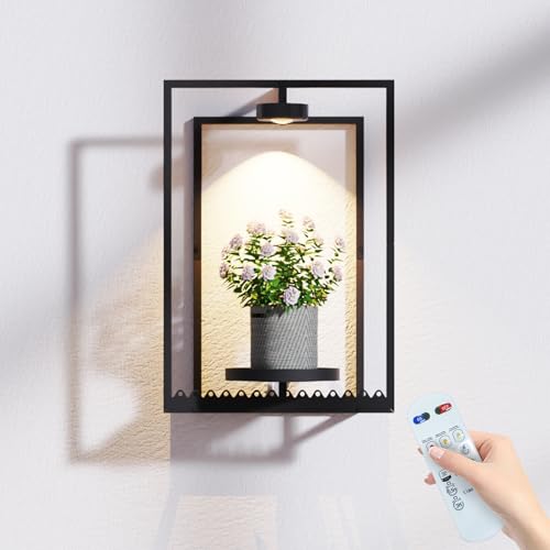 Starxing Wall Plant Shelf with Grow Lights, Remote Control Indoor